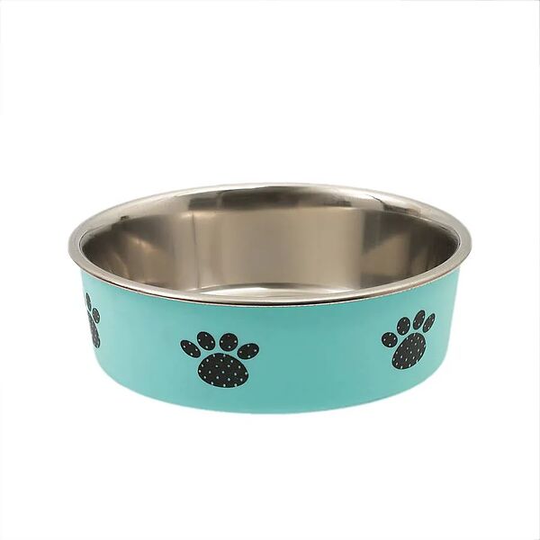 Миска металлическая с лапками тяжелое прорезиненное дно 16см