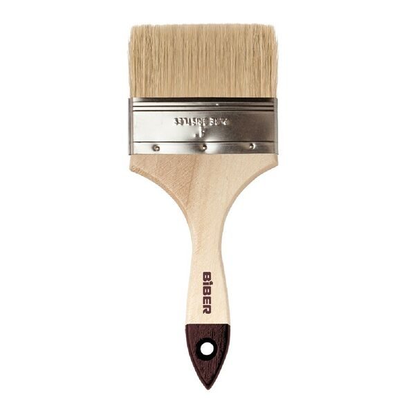 Кисть флейцевая БИБЕР Стандарт, натуральная щетина, деревянная рукоятка, 100мм