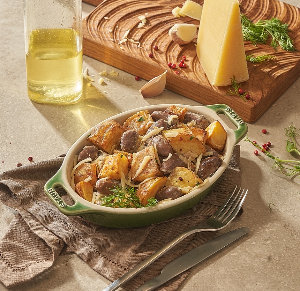 

Сердечки куриные в сливочном соусе с запечённым картофелем, «Почти готово», 350 г, Россия