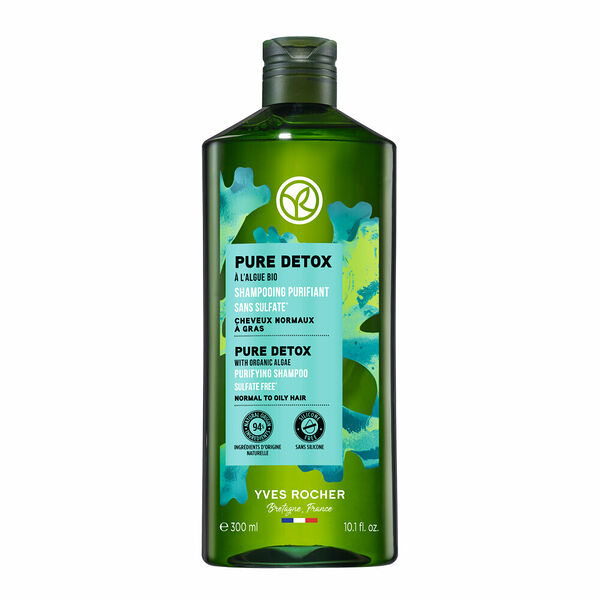 Шампунь для волос Yves Rocher Чистый детокс с водорослями Био для нормальных и жирных волос