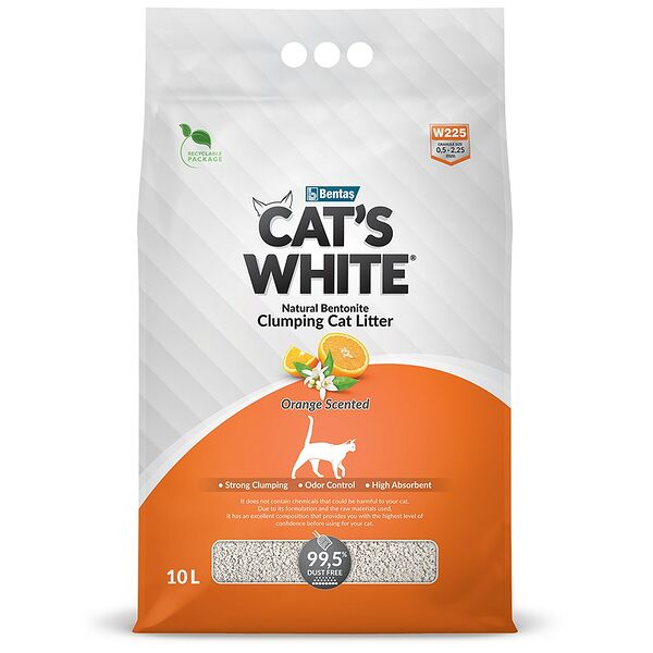 Наполнитель Cats White Orange комкующийся с ароматом апельсина для кошачьего туалета 10 л