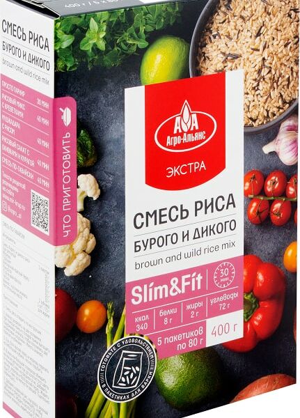 Смесь Агро-Альянс бурый рис и дикий 5пак*80г