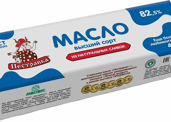 Масло сливочное Пестравка Традиционное 82.5%, 400г