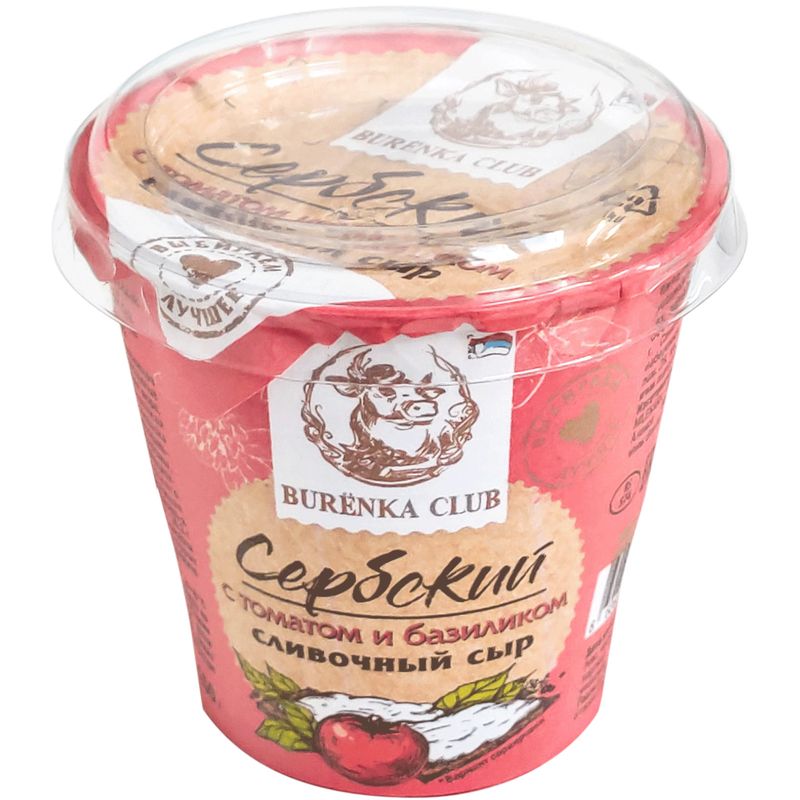

Сыр сливочный Burenka Club с базиликом и томатом 55% 150г