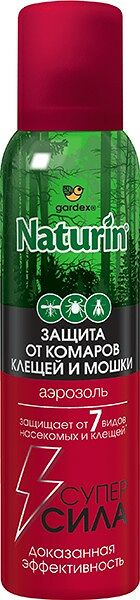 Аэрозоль Gardex Naturin Супер Сила 3в1 от комаров клещей и мошки