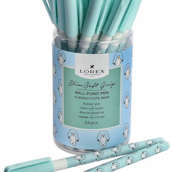 Ручка масляная LOREX ILLEGALLY CUTE BEAR slim soft grip синий 0,5мм ultra-soft touch