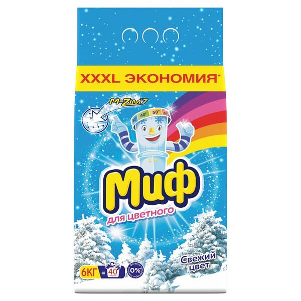 Стиральный порошок Миф Аквапудра Свежий цвет 40 стирок 6кг