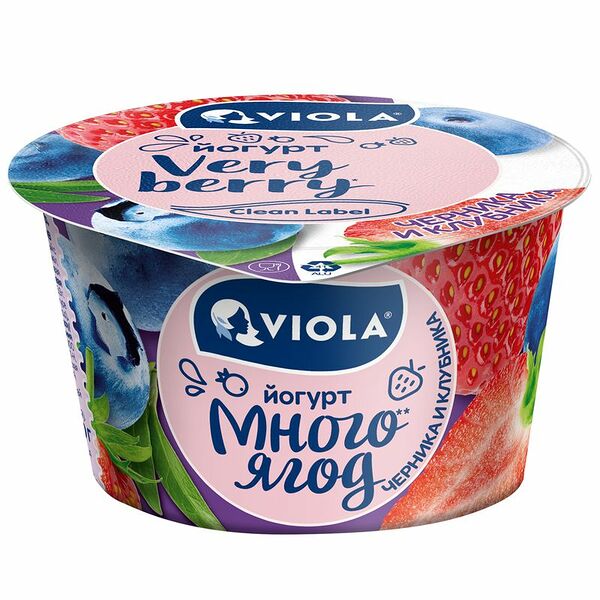 Йогурт Viola Very Berry черника и клубника 2.6%, 180г