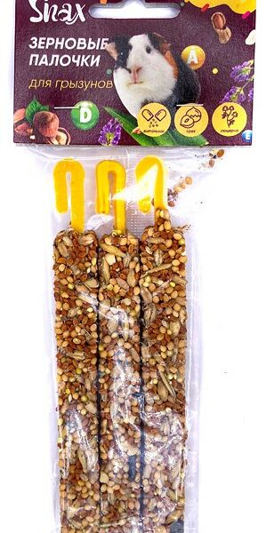 Зерновые палочки Snax для грызунов ассорти (витамины и минералы, люцерна, орех) (3 шт.)