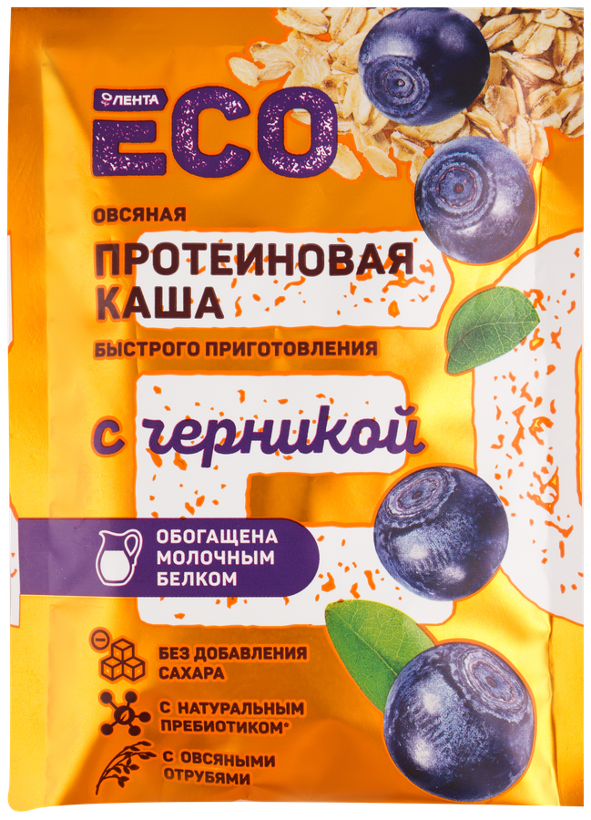 

Каша овсяная Лента Еco протеиновая с черникой, 40 г