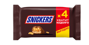 Шоколадные батончики Snickers, 4 шт. по 40 г в Магнит со скидкой –26%