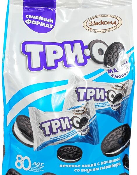 Печенье Акконд Трио Какао с начинкой со вкусом пломбира 280г