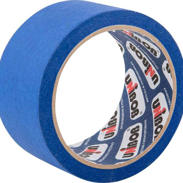 Малярная лента для работ внутри и снаружи помещений профессиональная Unibob ровные края, 50 мм×25 м