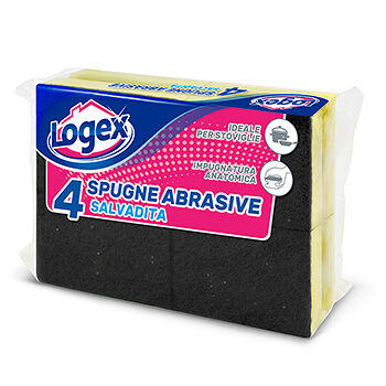 Губка хозяйственная Logex с абразивом 4шт., Италия