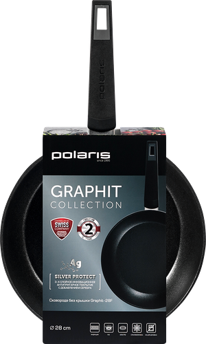 Сковорода POLARIS Graphit 28 см, антипригарное покрытие, кованый алюминий, индукция