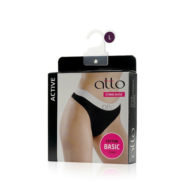 Женские трусы Atto Basic string, черные, L