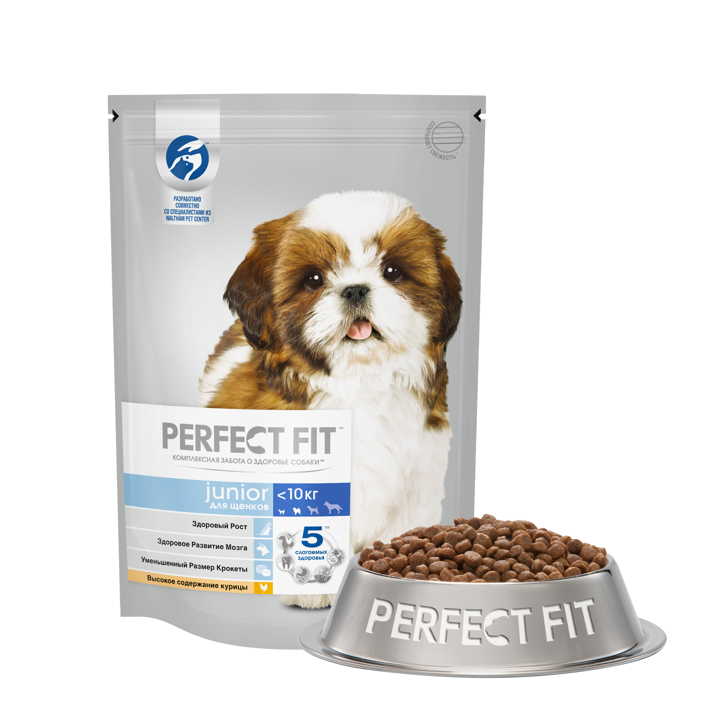 

Cухой корм Perfect Fit для щенков мелких и миниатюрных пород, с курицей 500 г