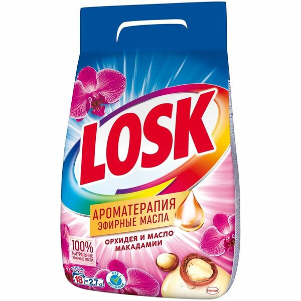 Cтиральный порошок Losk Ароматерапия орхидея и масло макадамии, 2.7кг