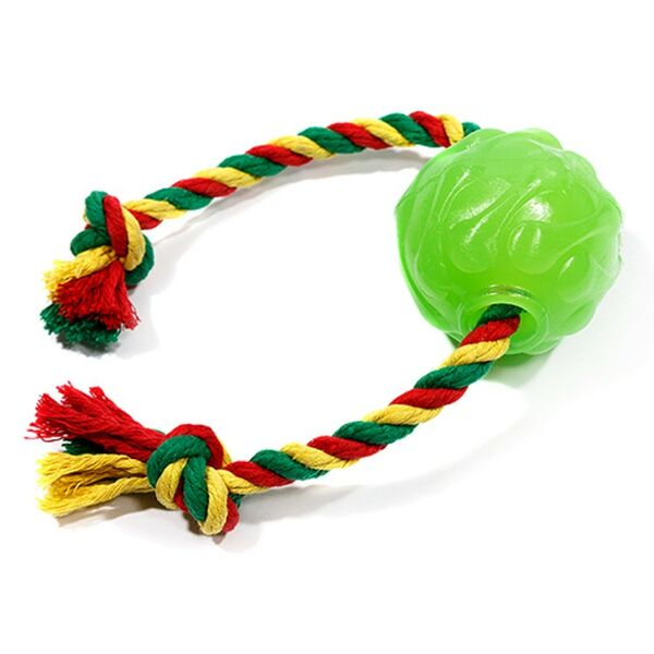 Игрушка для собак DOGLIKE Мяч Космос с канатом с этикеткой (зеленый)