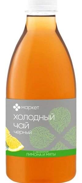 Чай холодный Маркет черный с ароматом лимона и мяты негазированный 1л