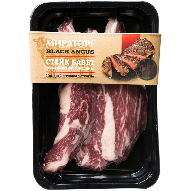

Стейк из мраморной говядины Мираторг Black Angus Бавет бескостный 310 г