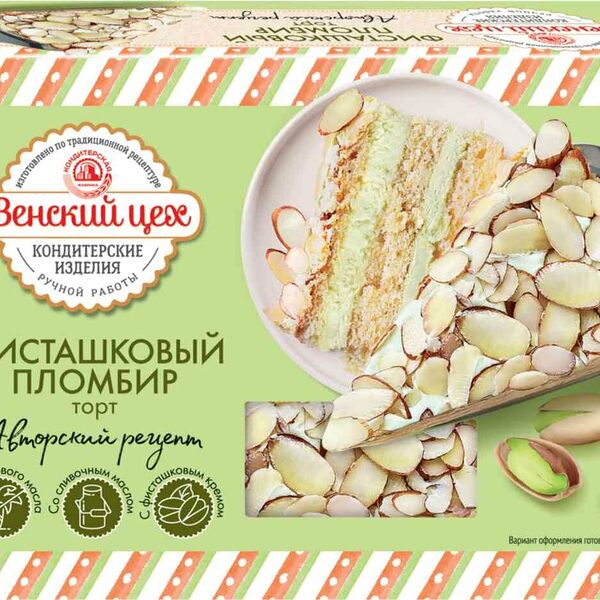 Торт Венский цех Фисташковый пломбир 390г