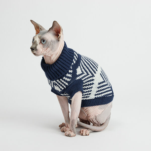 Свитер в полоску для кошек и собак, 35 см, синий