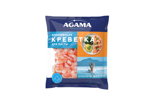 Креветки Agama Королевские №4 очищенные для пасты варено-мороженые 300 г(Продукт замороженный)