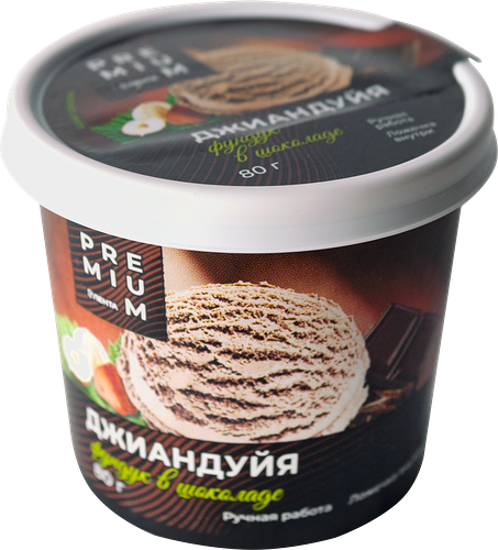 Мороженое ЛЕНТА PREMIUM Джиандуйя, сливочное фундучно-шоколадное 8%, без змж, 80г