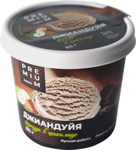 

Мороженое Лента Premium Джиандуйя, сливочное фундучно-шоколадное 8%, без змж, 80 г