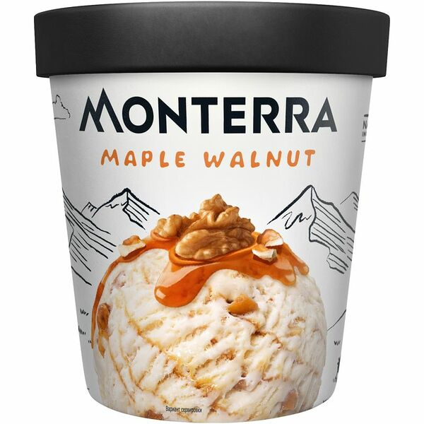 БЗМЖ Мороженое MONTERRA Maple Walnut пломбир с кленовым сиропом и кусочками карамелизованных грецких орехов 12% 298г