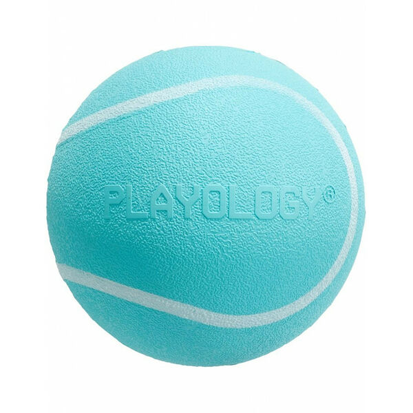 Playology Хрустящий жевательный мяч Squeaky chew ball с пищалкой и с ароматом арахиса, голубой Xl 8см/от 22,7 кг