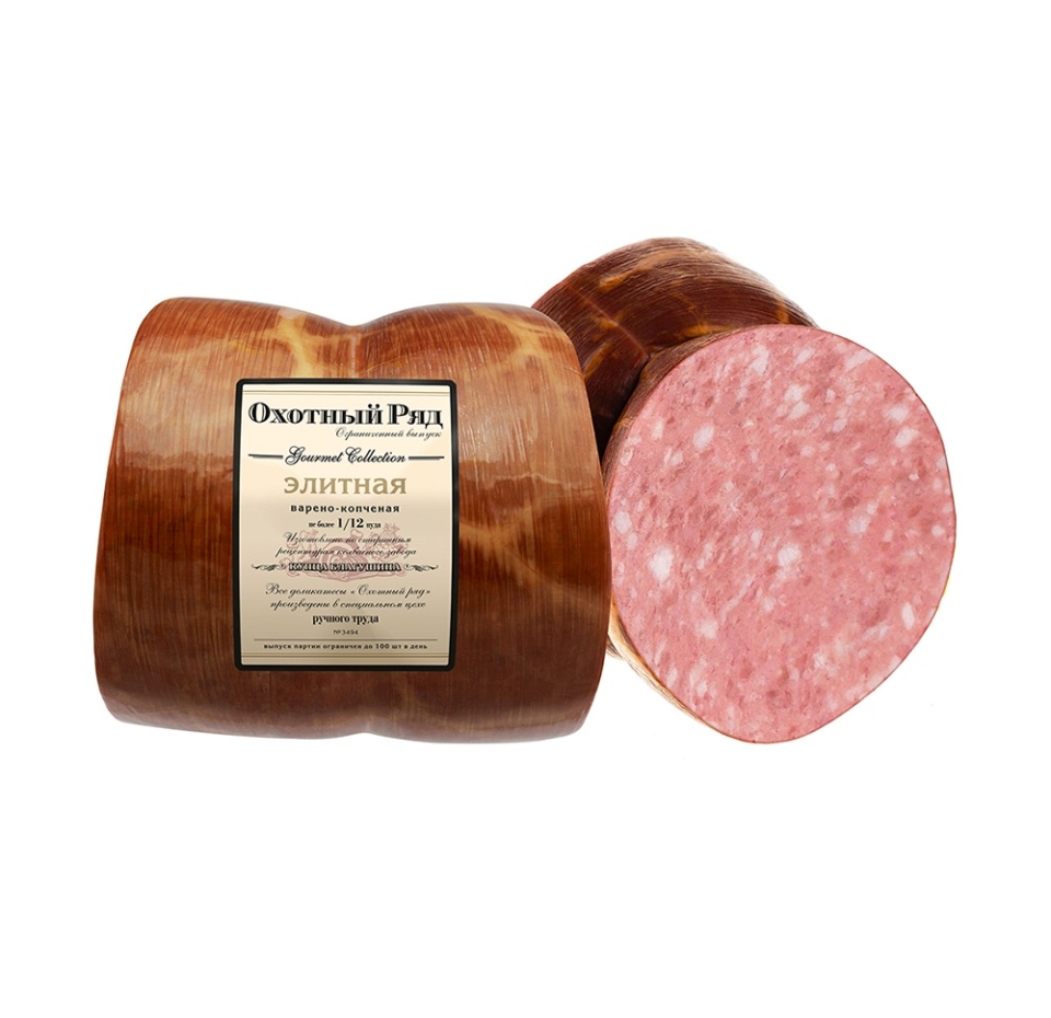 

Колбаса варено-копченая Охотный ряд Элитная вес