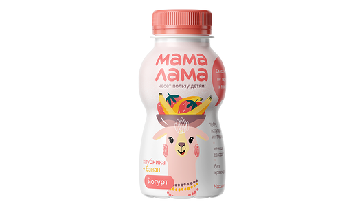 Йогурт питьевой Мама Лама клубника и банан 2,5% 200г