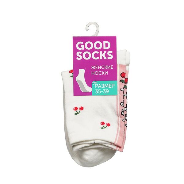 Женские ажурные носки Good Socks Вишенки, белые, р.35-39