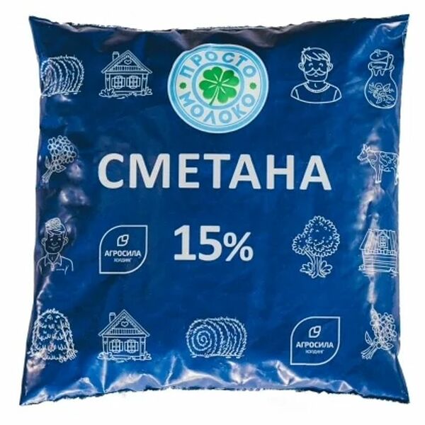 Сметана Просто Молоко 15%, 430г
