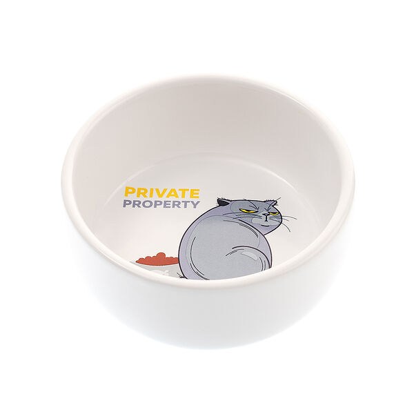 Миска для кошек с рисунком белая керамика