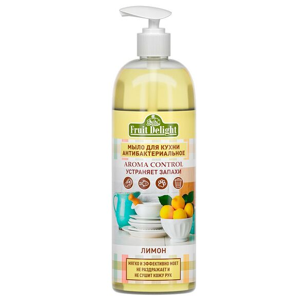 Мыло жидкое Fruit Delight для кухни, антибактериальное, лимон, 1 л