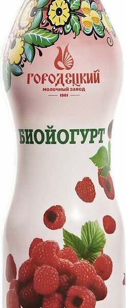 Биойогурт Городецкий МЗ малина с пребиотиком и бифидобактериями 3.2%, 450мл