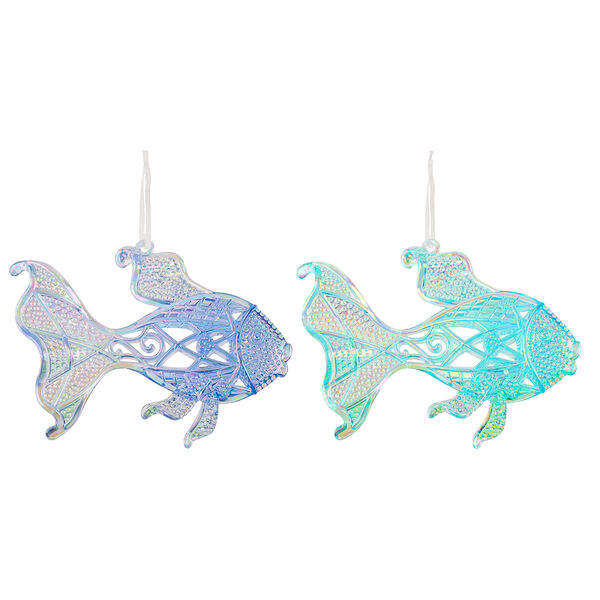 Сноу бум подвеска декоративная в виде рыбы, переливающийся цвет, акрил, 11,5x3x8,5 см, 2 цвета в ассортименте
