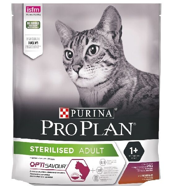 ProPlan sterilised корм для Стерилизованных Привередливых кошек Утка/Печень 400гр