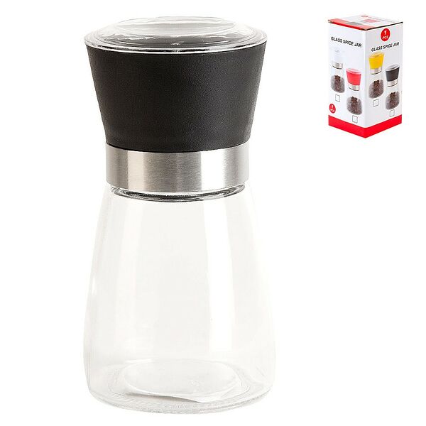 Мельница для соли и перца, 6 х 13см, стекло/ нержавеющая сталь
