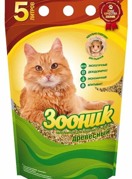 Наполнитель для кошачьего туалета Зооник древесный