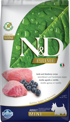 

Корм сухой для собак FARMINA N&D Ягненок с черникой, 2,5кг