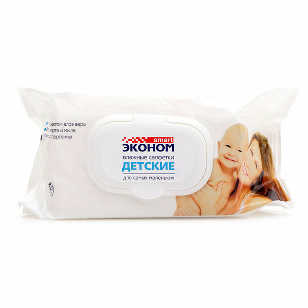 Салфетки влажные детские с алоэ вера эконом ТМ Smart (Смарт)