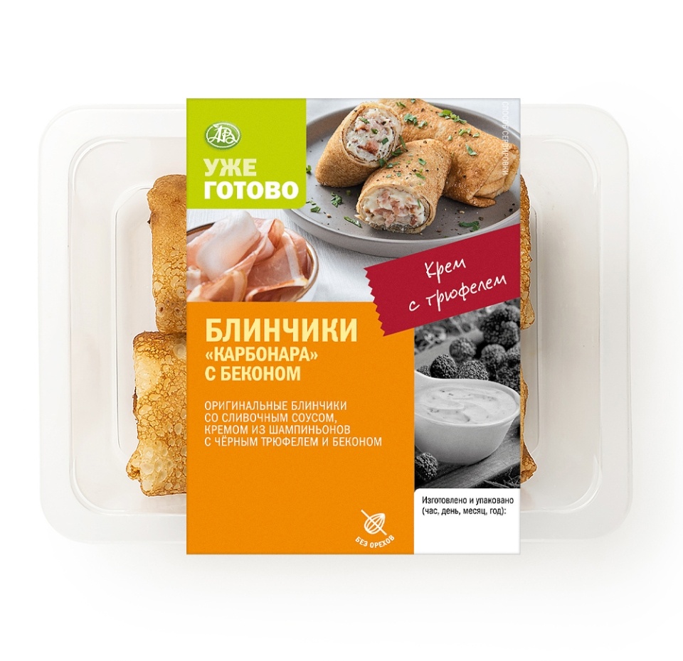 

Блинчики "Карбонара" с беконом Уже Готово 190г, Россия