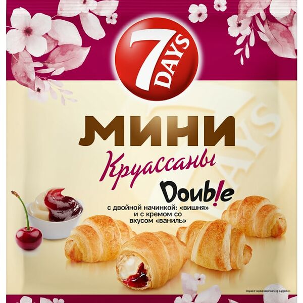 Мини-круассаны 7 Days Double Ваниль-Вишня 265г