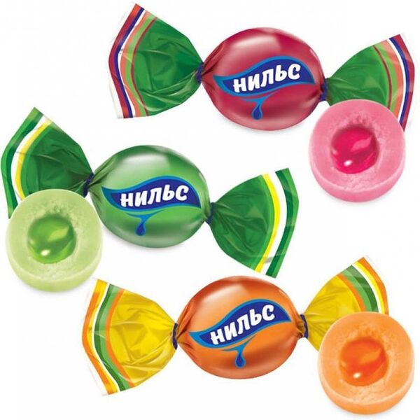 Карамель Нильс жевательная вишня-апельсин-яблоко