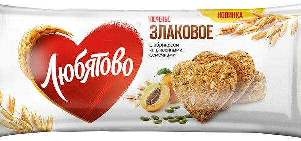 Печенье Любятово сдобное с абрикосом и тыквенными семечками 182г