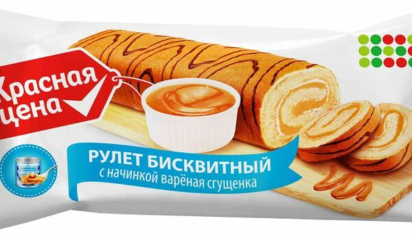 Рулет Красная цена бисквитный вареная сгущенка 200г